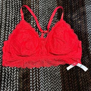 Red Lace Bralette with strappy back